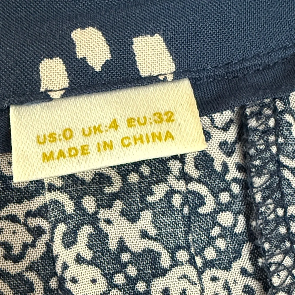 Anthropologie Navy and White Mixed-Print Crochet Yoke Blouse - Picture 8 of 9